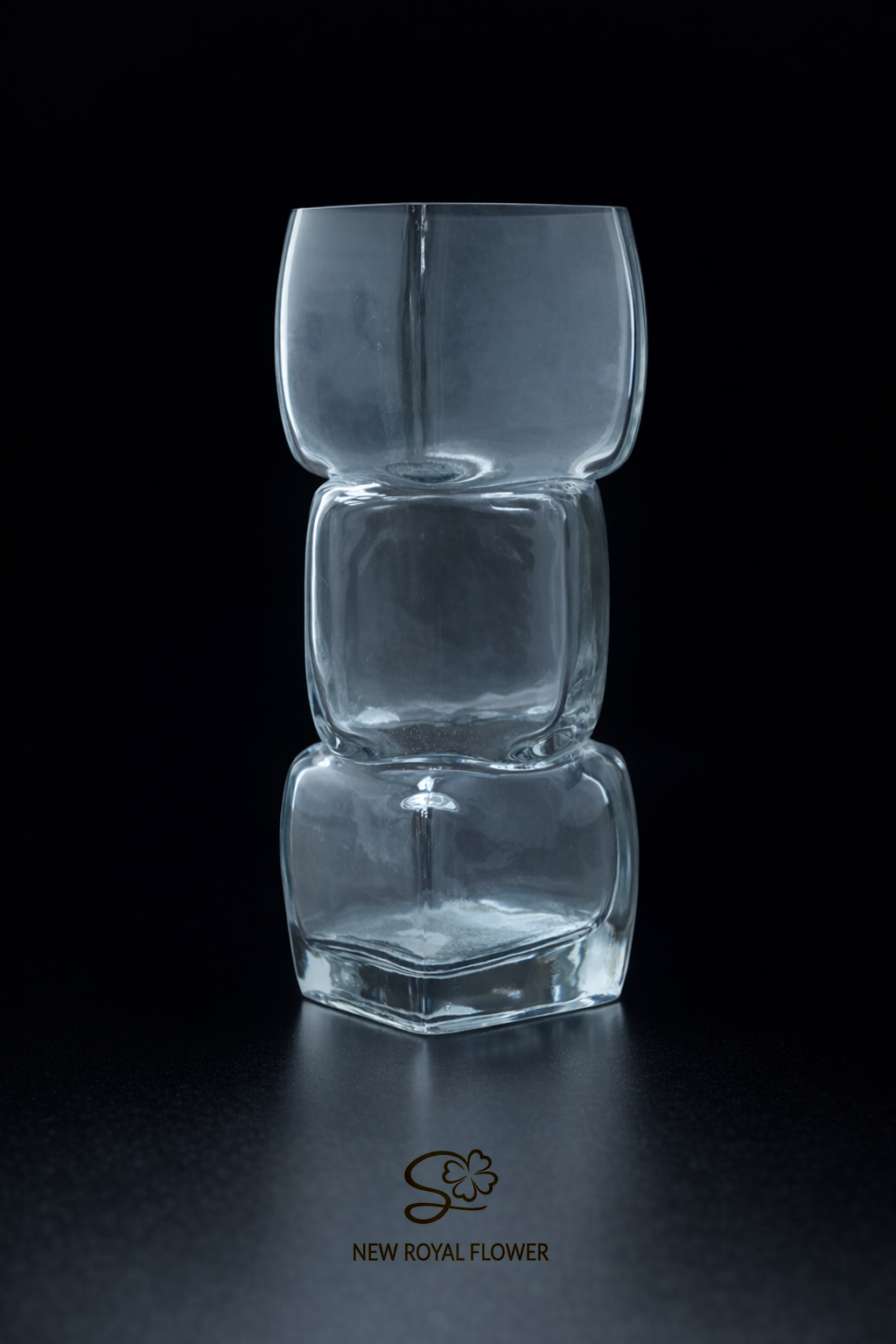 Stacked Cube Clear Glass Vase