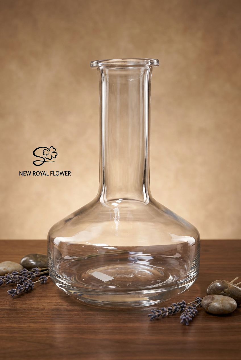 Decanter-Style Clear Glass Vase