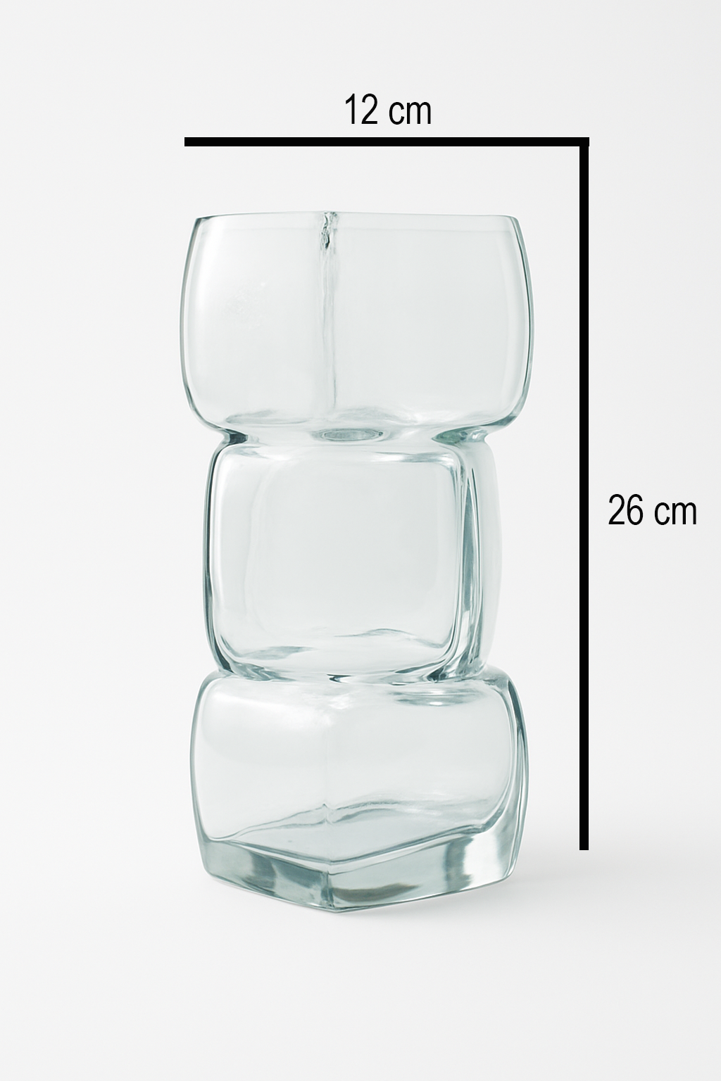 Stacked Cube Clear Glass Vase