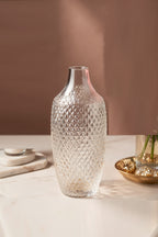 Clear Textured Glass Vase – 30 cm