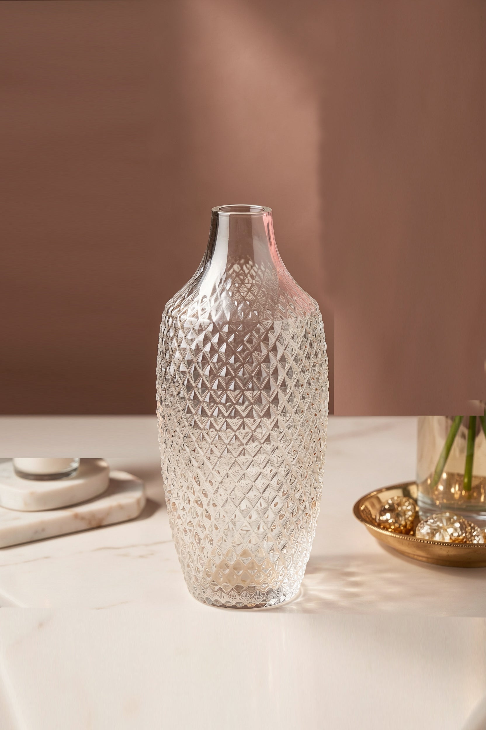 Clear Textured Glass Vase – 30 cm