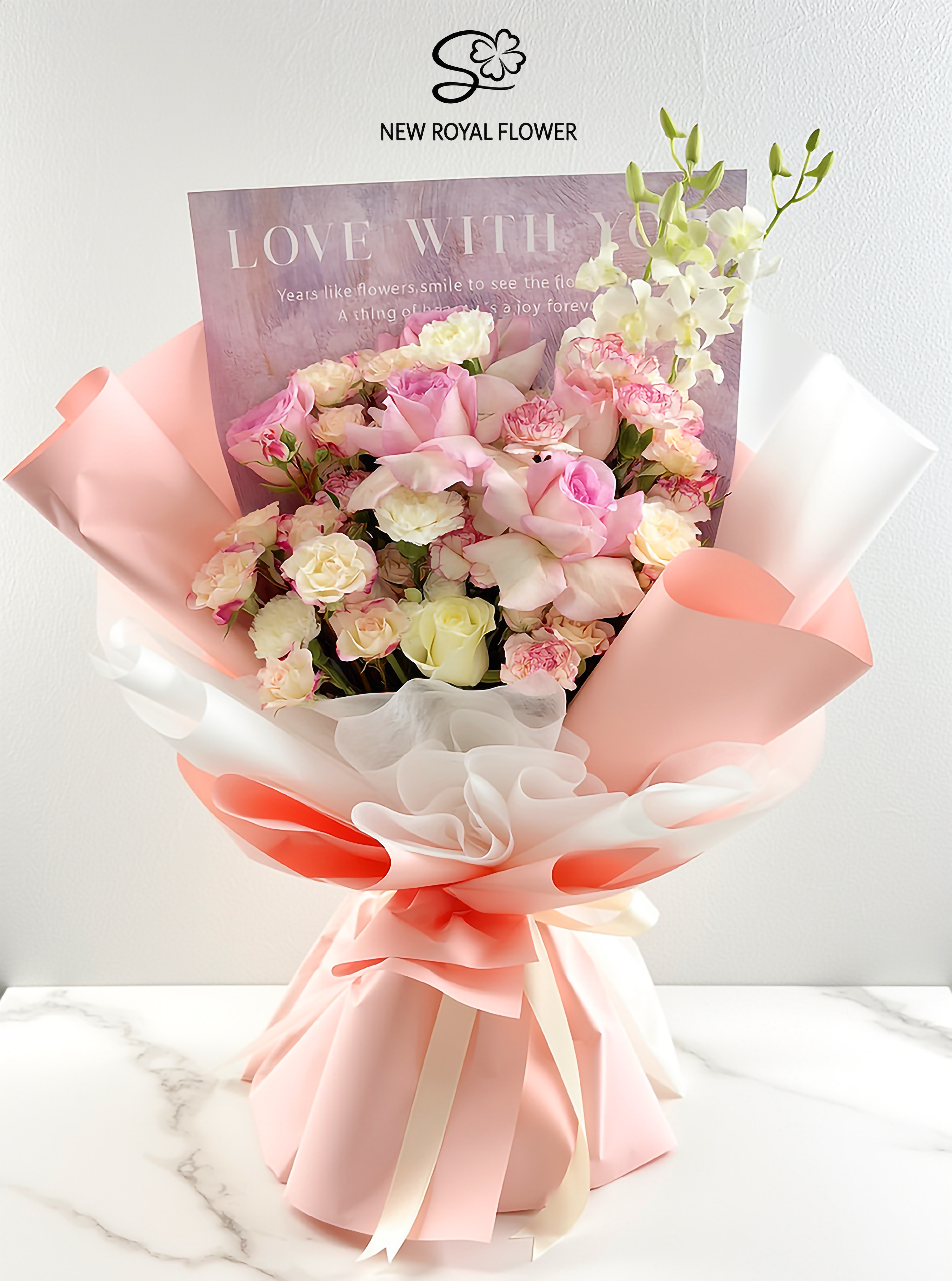 Blush Elegance Pink Rose & Orchid Bouquet