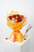 Sunset Glow Red & Orange Rose Bouquet