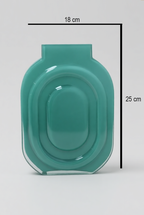 Concentric Oval Teal Glass Vase