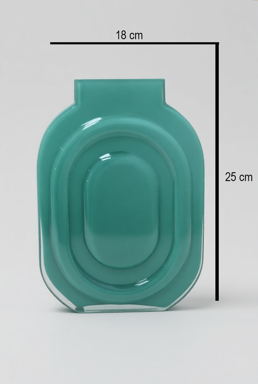 Concentric Oval Teal Glass Vase