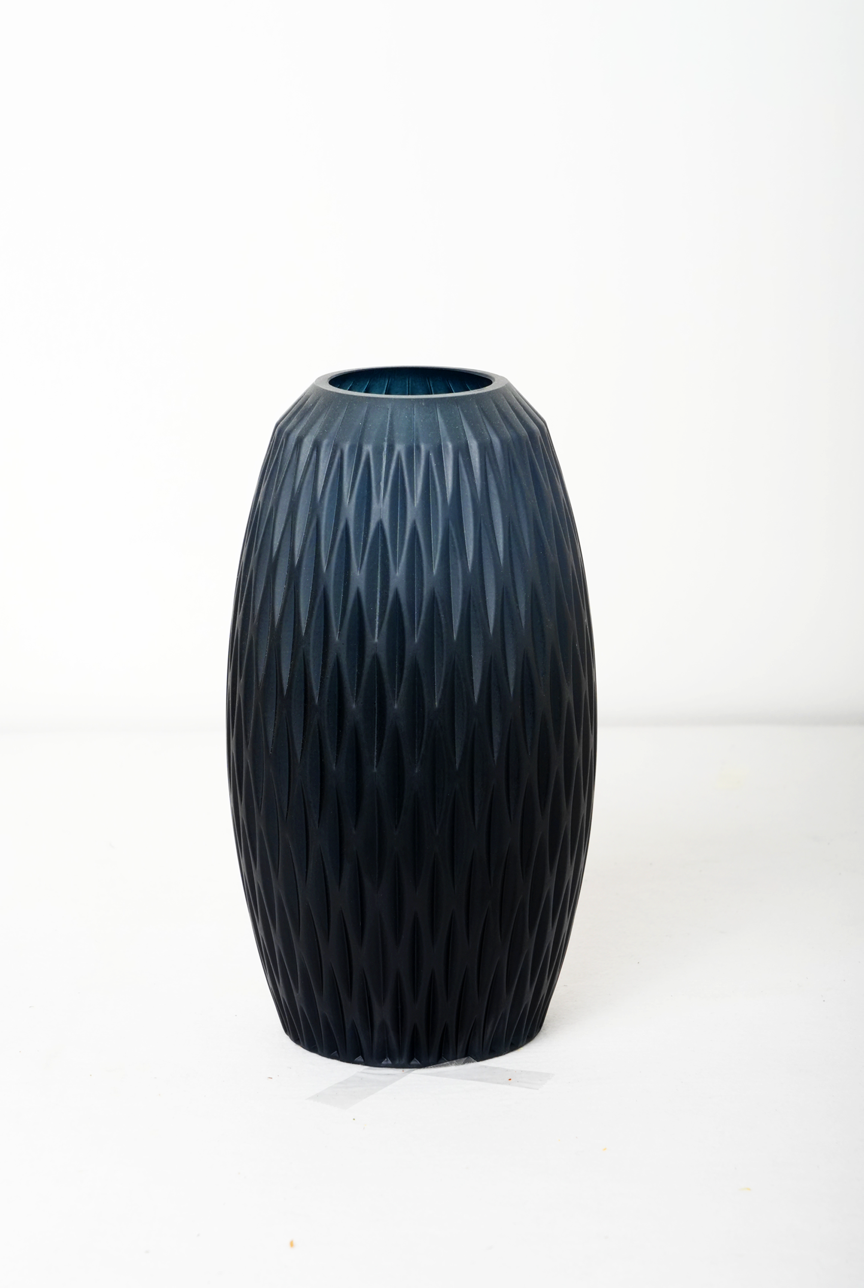 Matte Black Textured Glass Vase – 25 cm