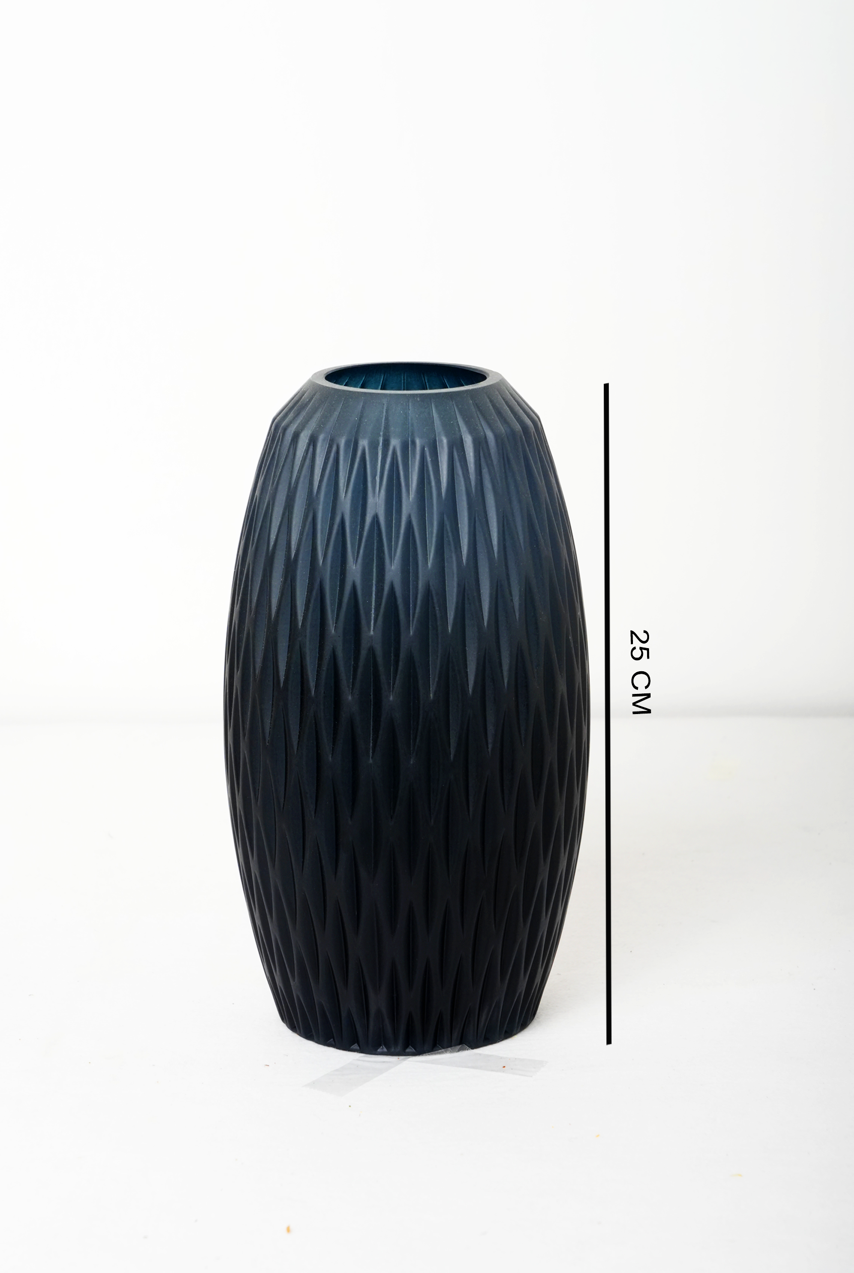 Matte Black Textured Glass Vase – 25 cm