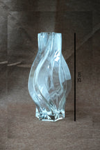 WaveRipple Sculpted Clear Glass Vase