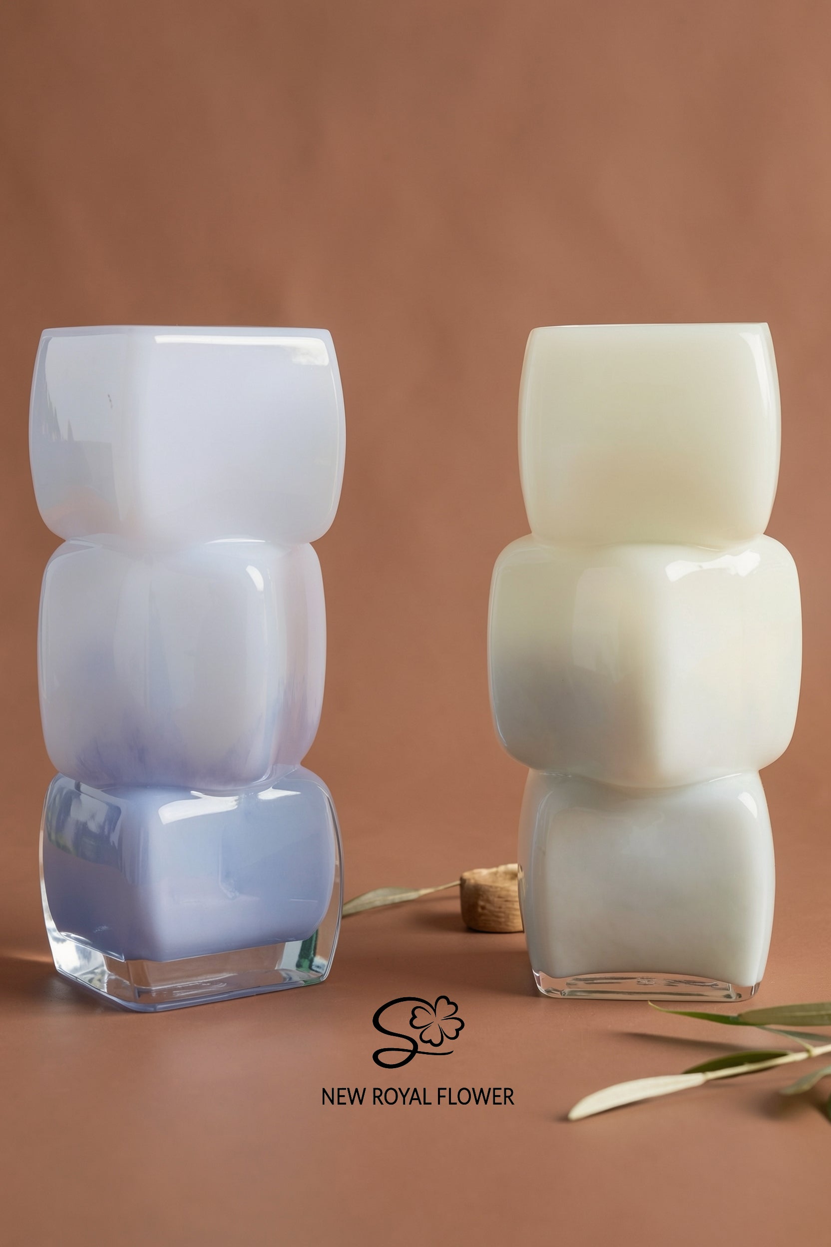 Block Stacked Gradient Glass Vase