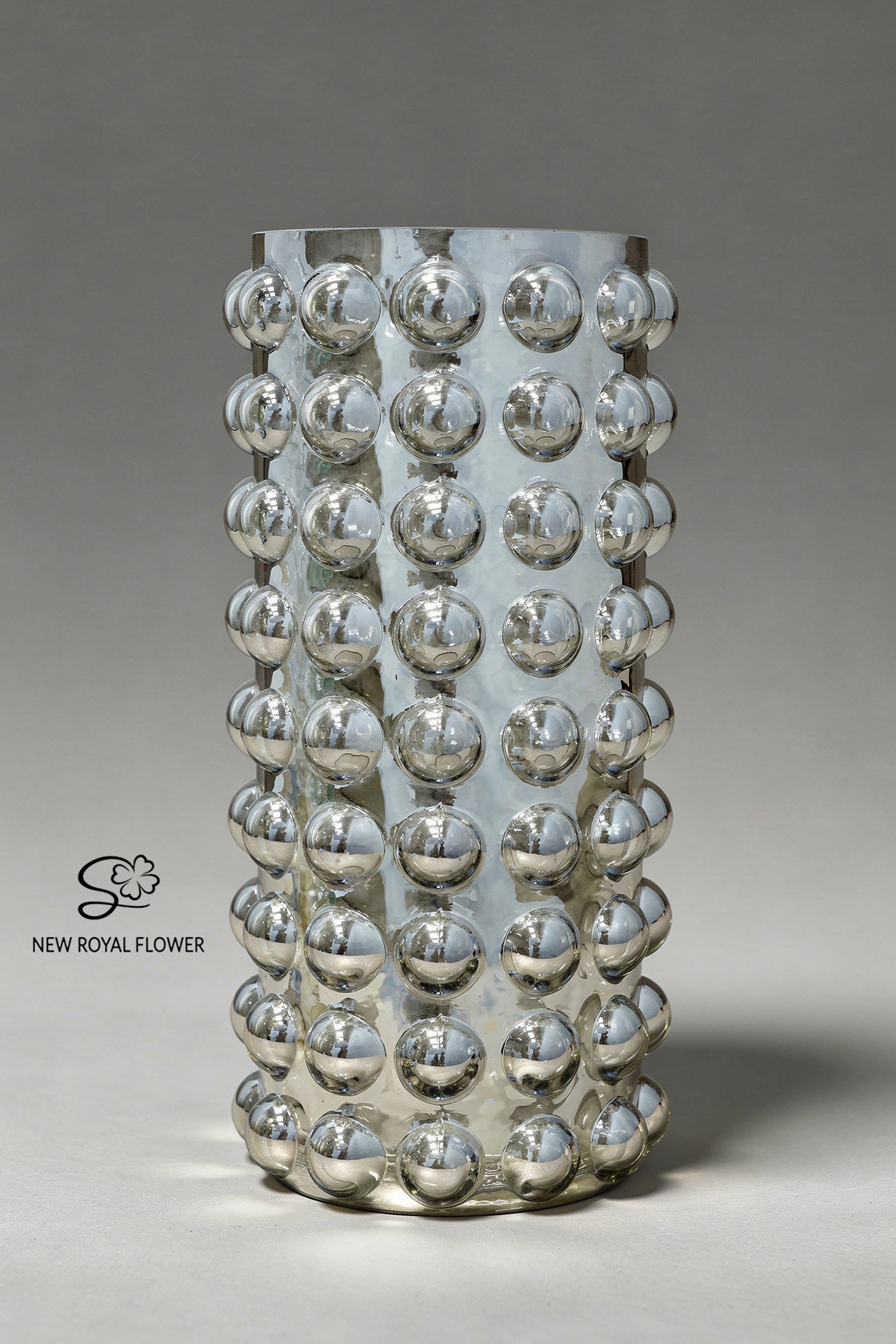 Bubble-Textured Cylinder Glass Vase