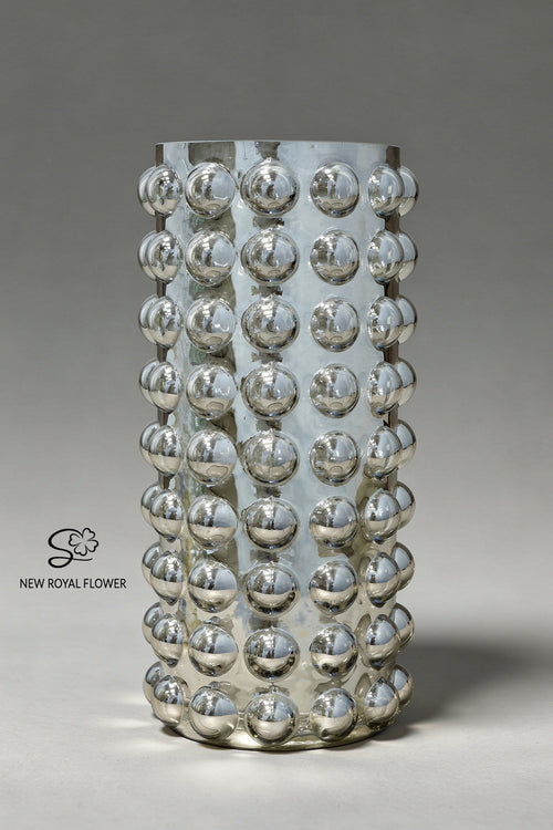 Bubble-Textured Cylinder Glass Vase