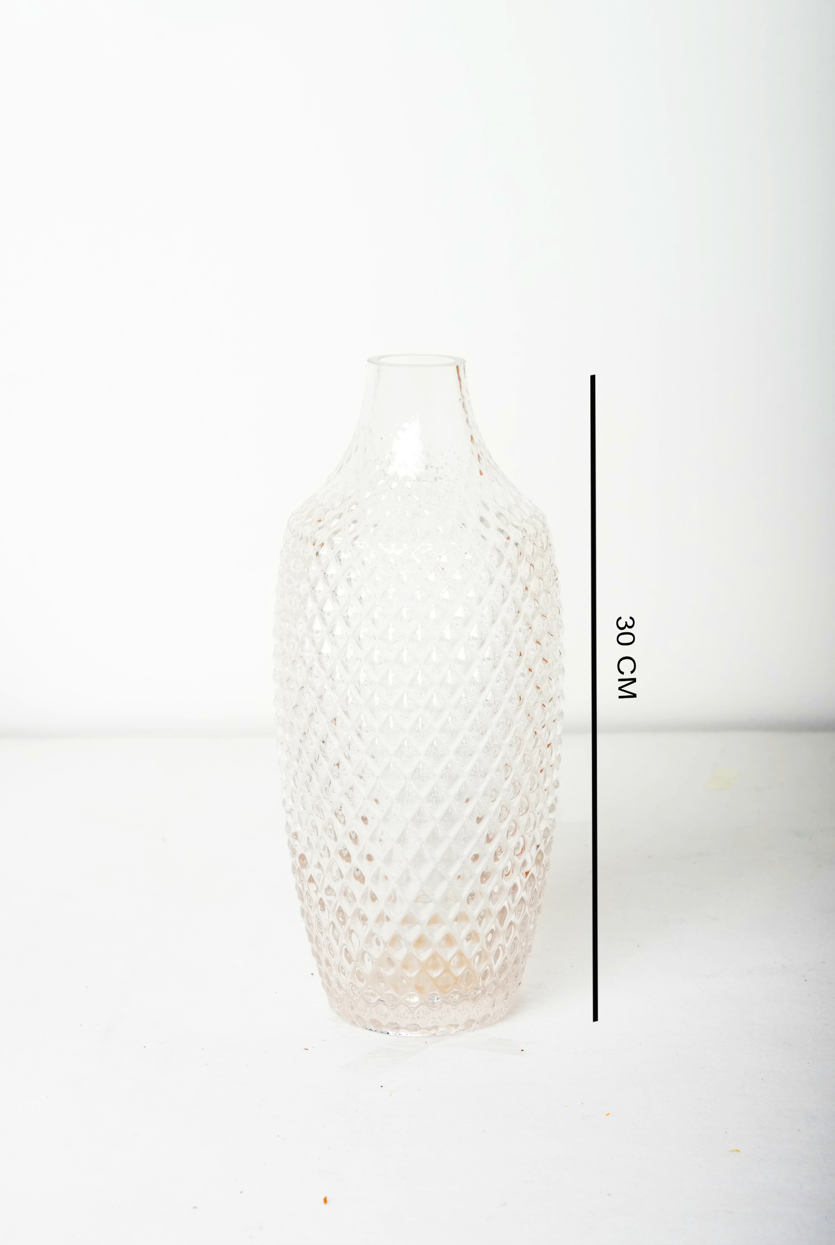 Clear Textured Glass Vase – 30 cm