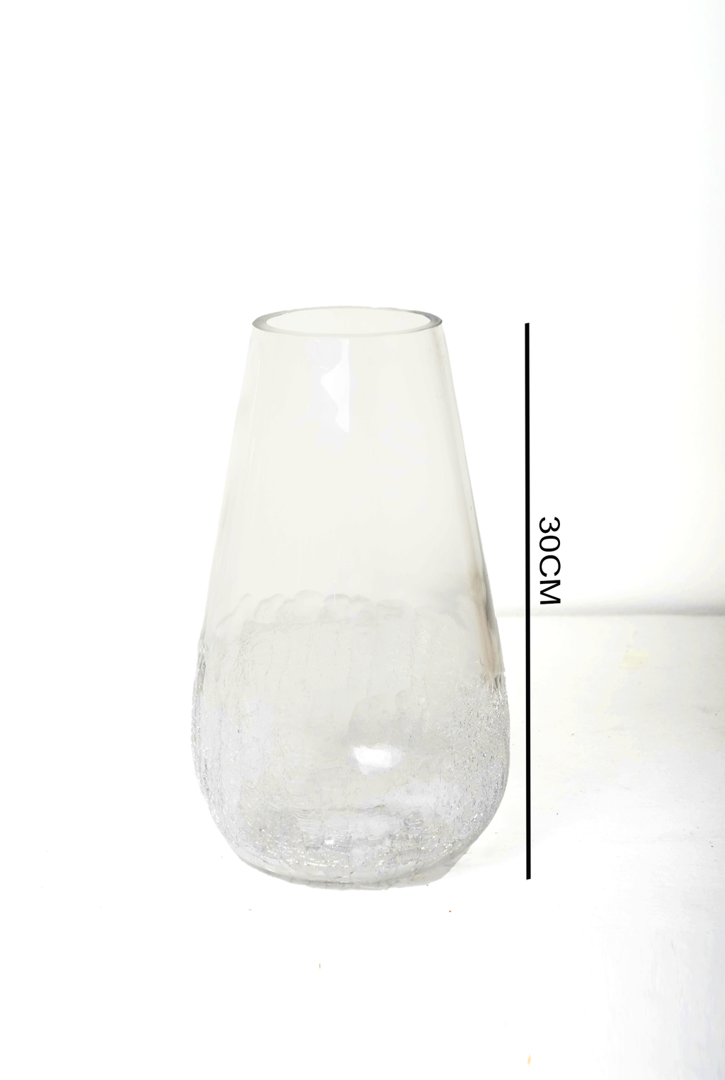 Clear Frosted Textured Glass Vase – 30cm