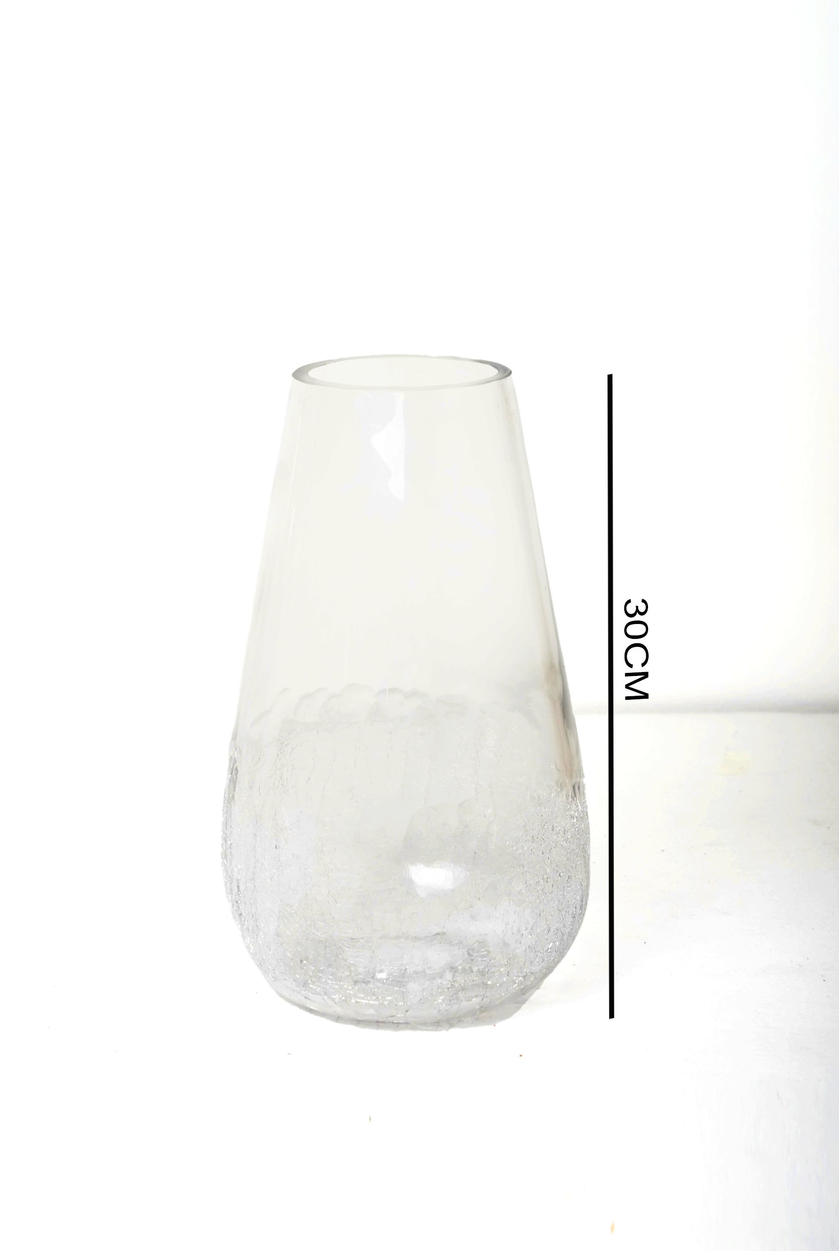 Clear Frosted Textured Glass Vase – 30cm