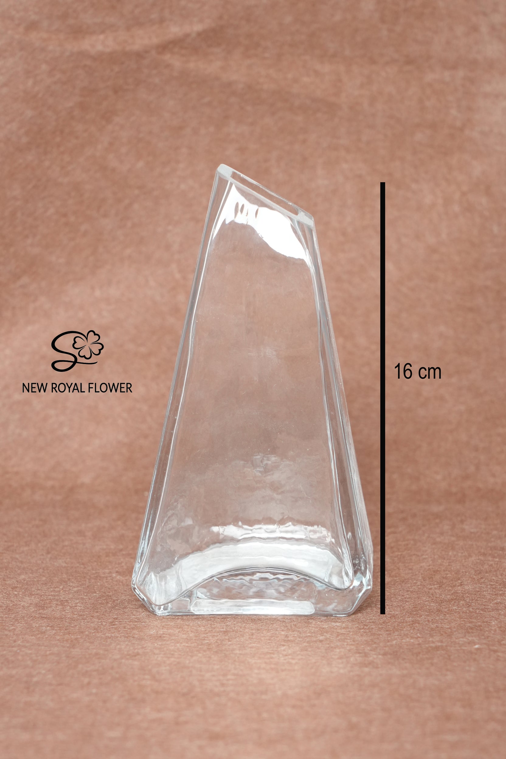 Angled Slant Clear Glass Vase