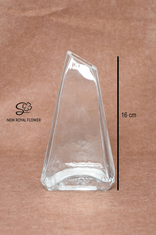 Angled Slant Clear Glass Vase