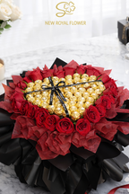 Golden Indulgence Ferrero Rocher & Red Rose Bouquet