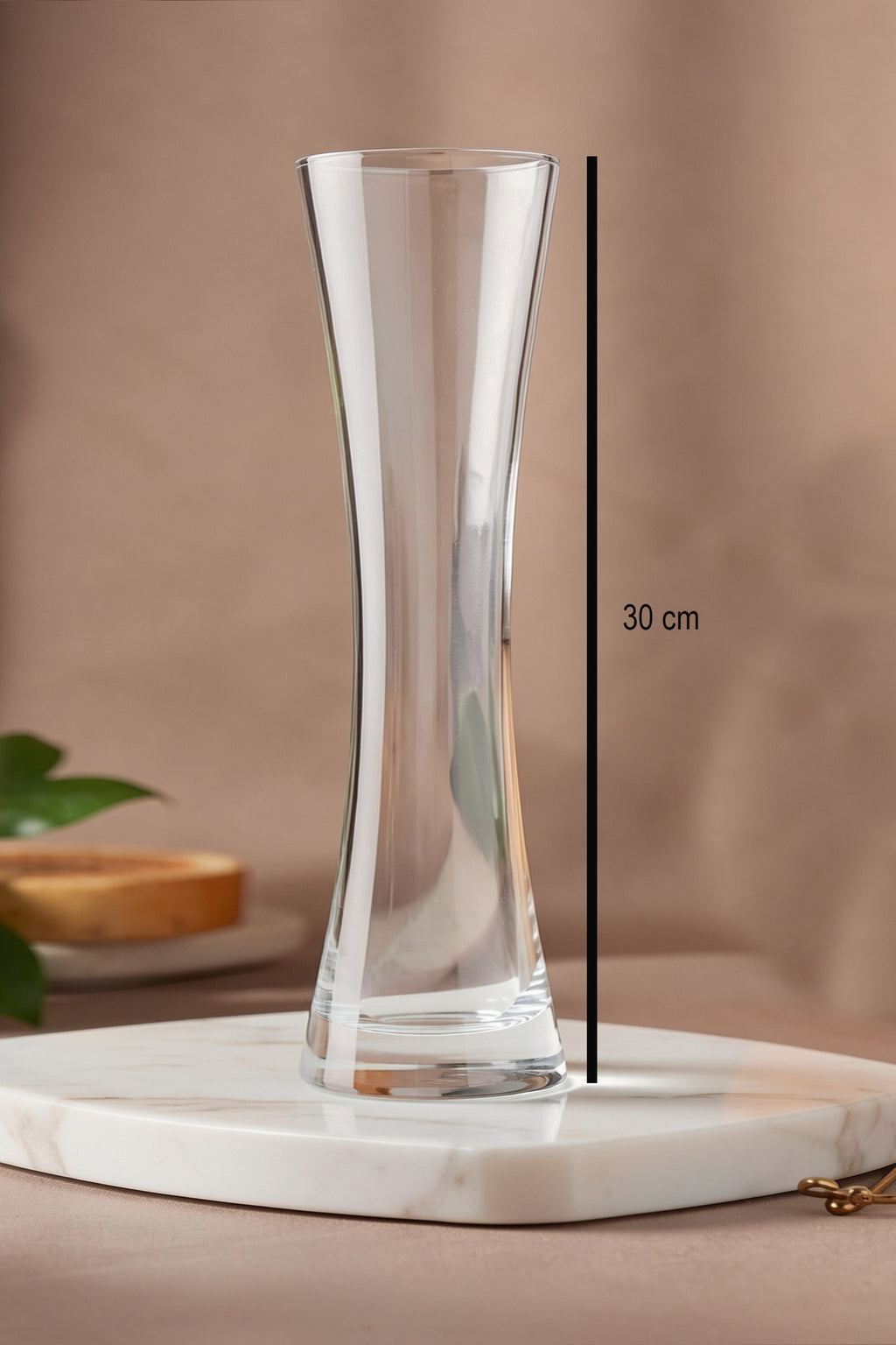Slim Hourglass Flared Clear Glass Vase