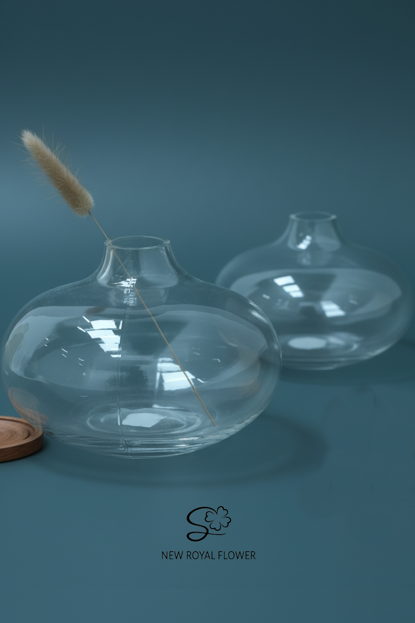 Onion-Shaped Clear Glass Vase