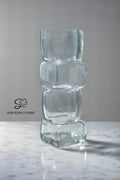 Stacked Cube Clear Glass Vase