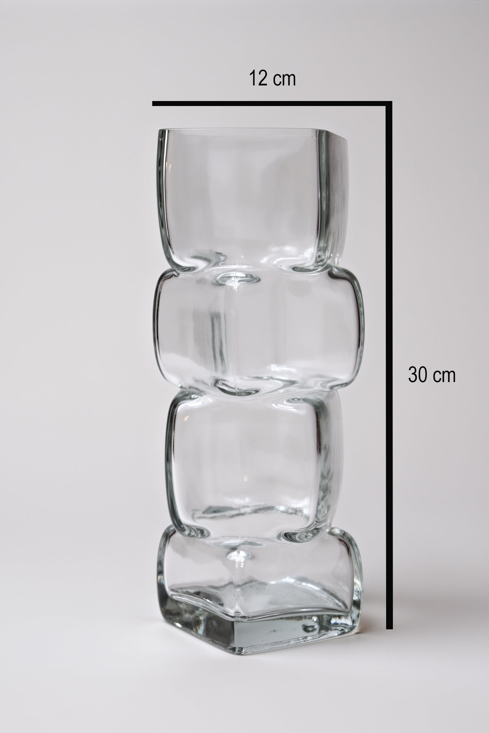 Stacked Cube Clear Glass Vase