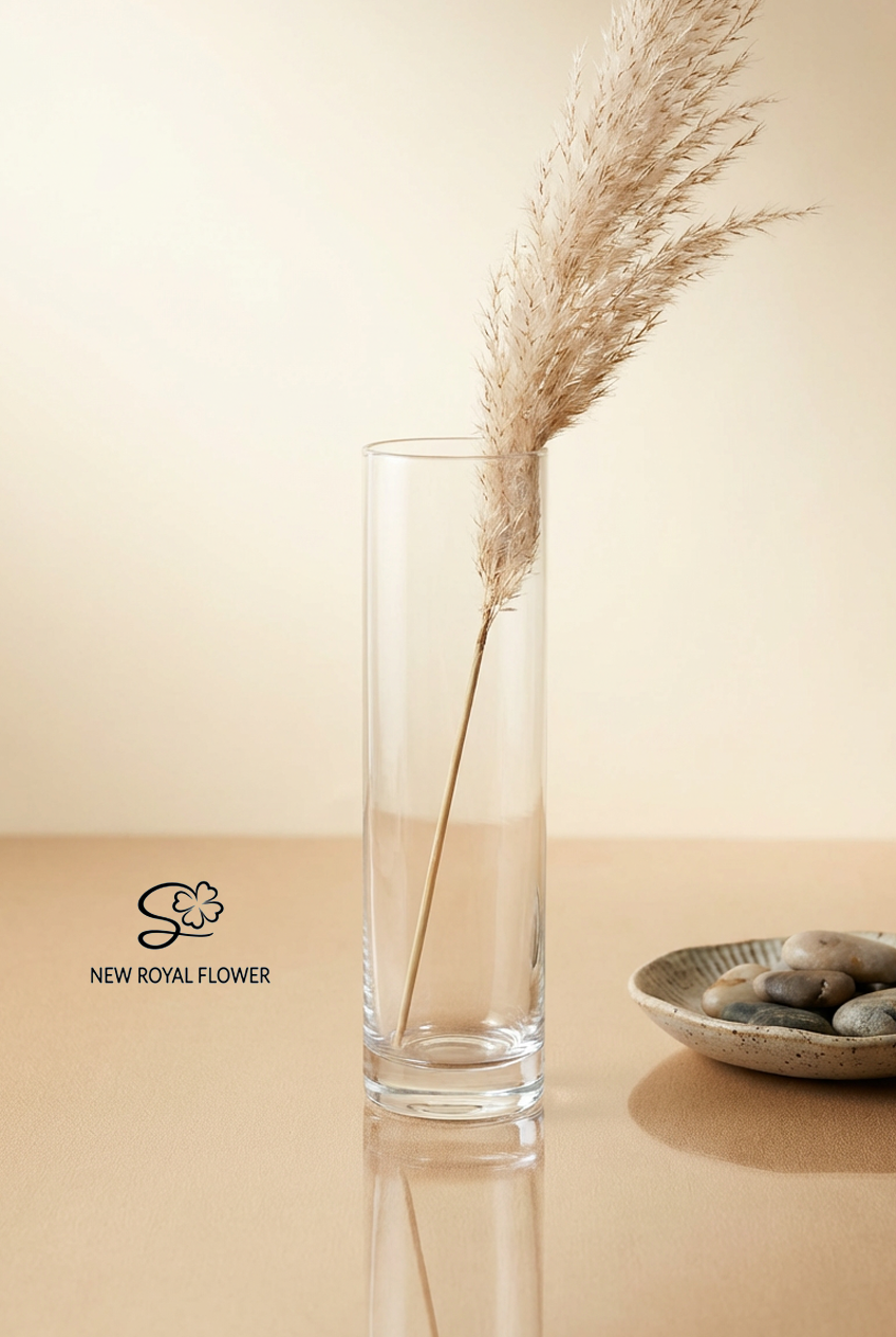 Slim Cylinder Clear Glass Vase