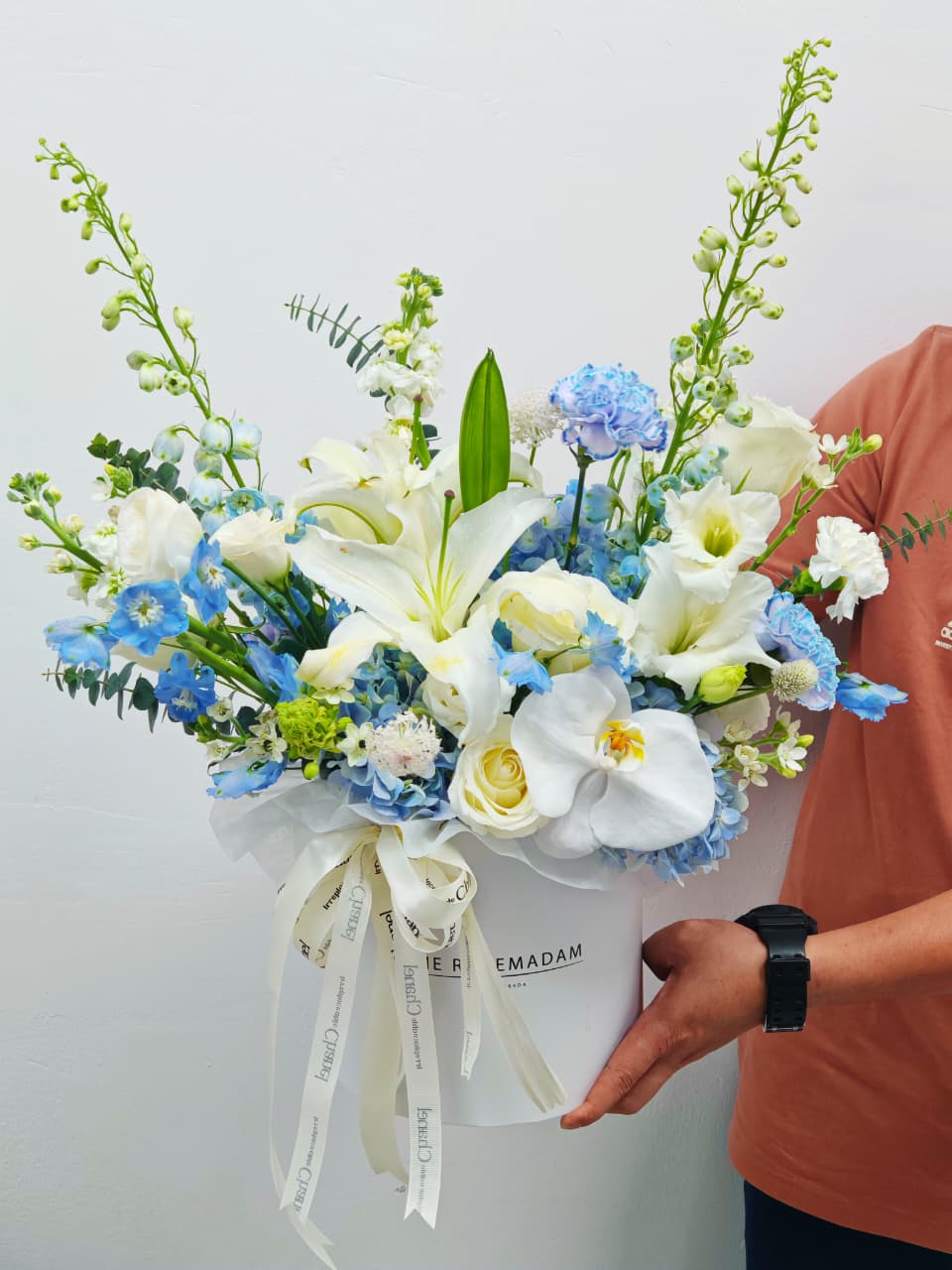Azure Whisper Hat Box Bouquet