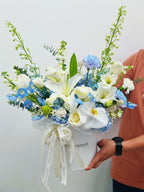 Azure Whisper Hat Box Bouquet