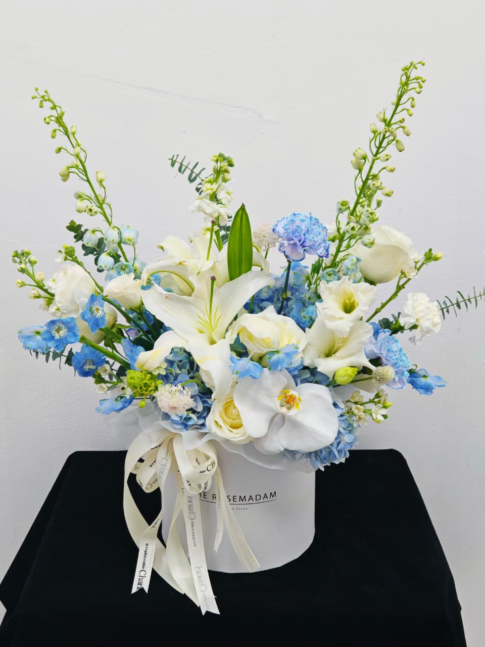 Azure Whisper Hat Box Bouquet