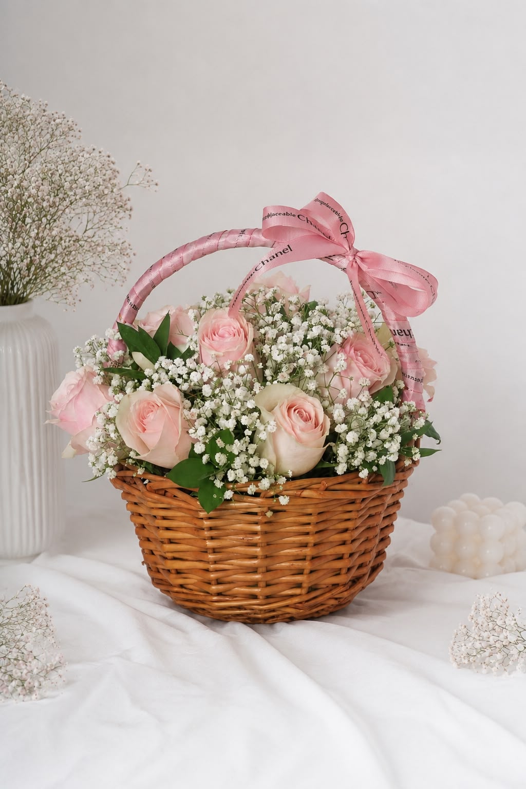 Blush Pink Rose Basket