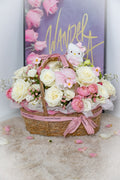 Hello Kitty Pink & White Mixed Flower Basket