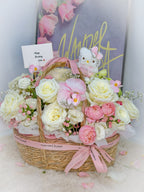 Hello Kitty Pink & White Mixed Flower Basket