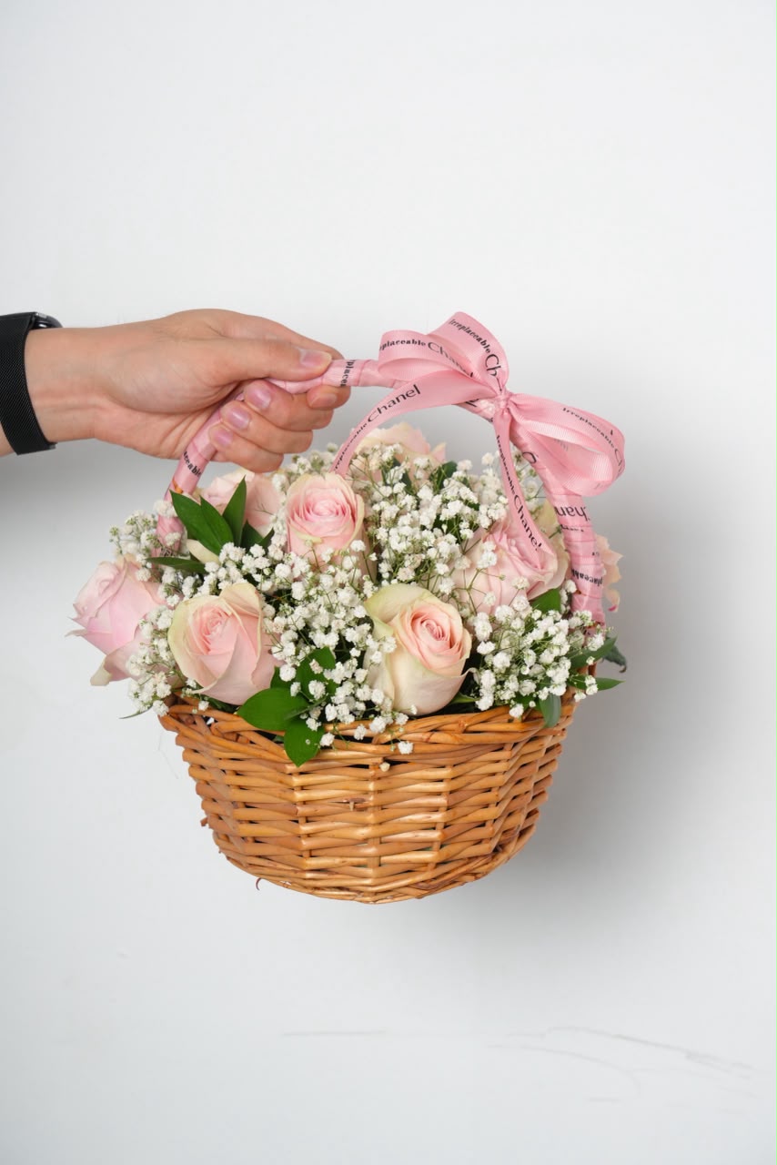Blush Pink Rose Basket