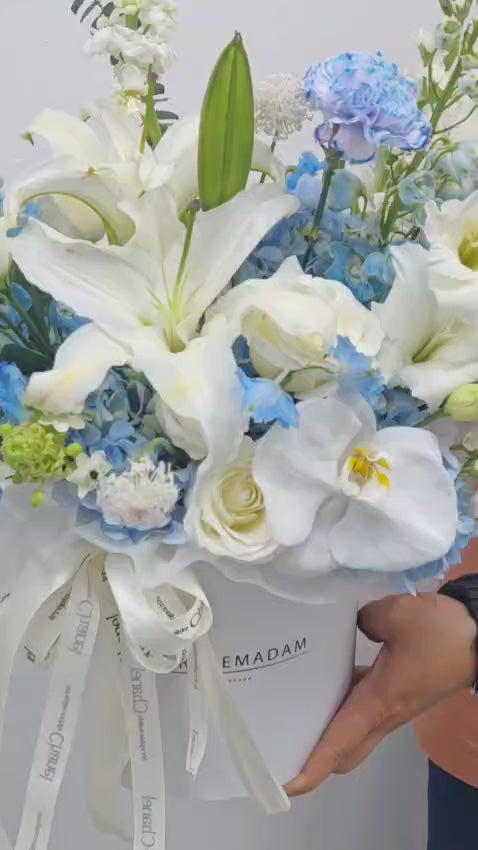 Azure Whisper Hat Box Bouquet